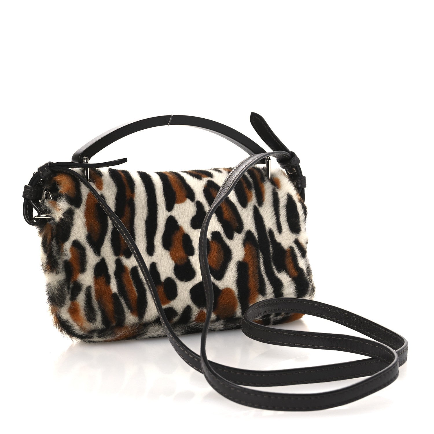 Fendi Calf Hair Leopard Print Phone Baguette Moro 3 of 11