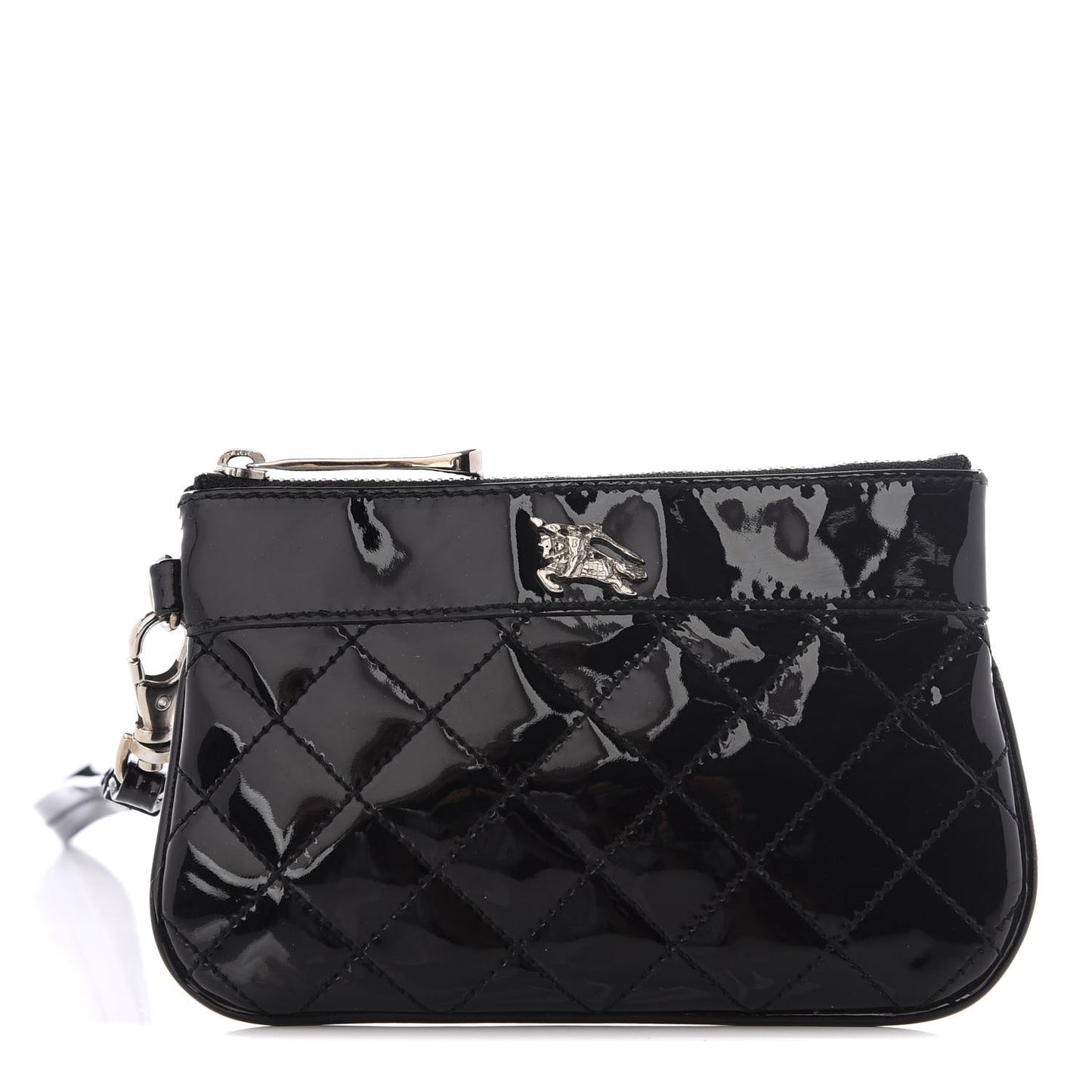 Patent Quilted Wristlet Black