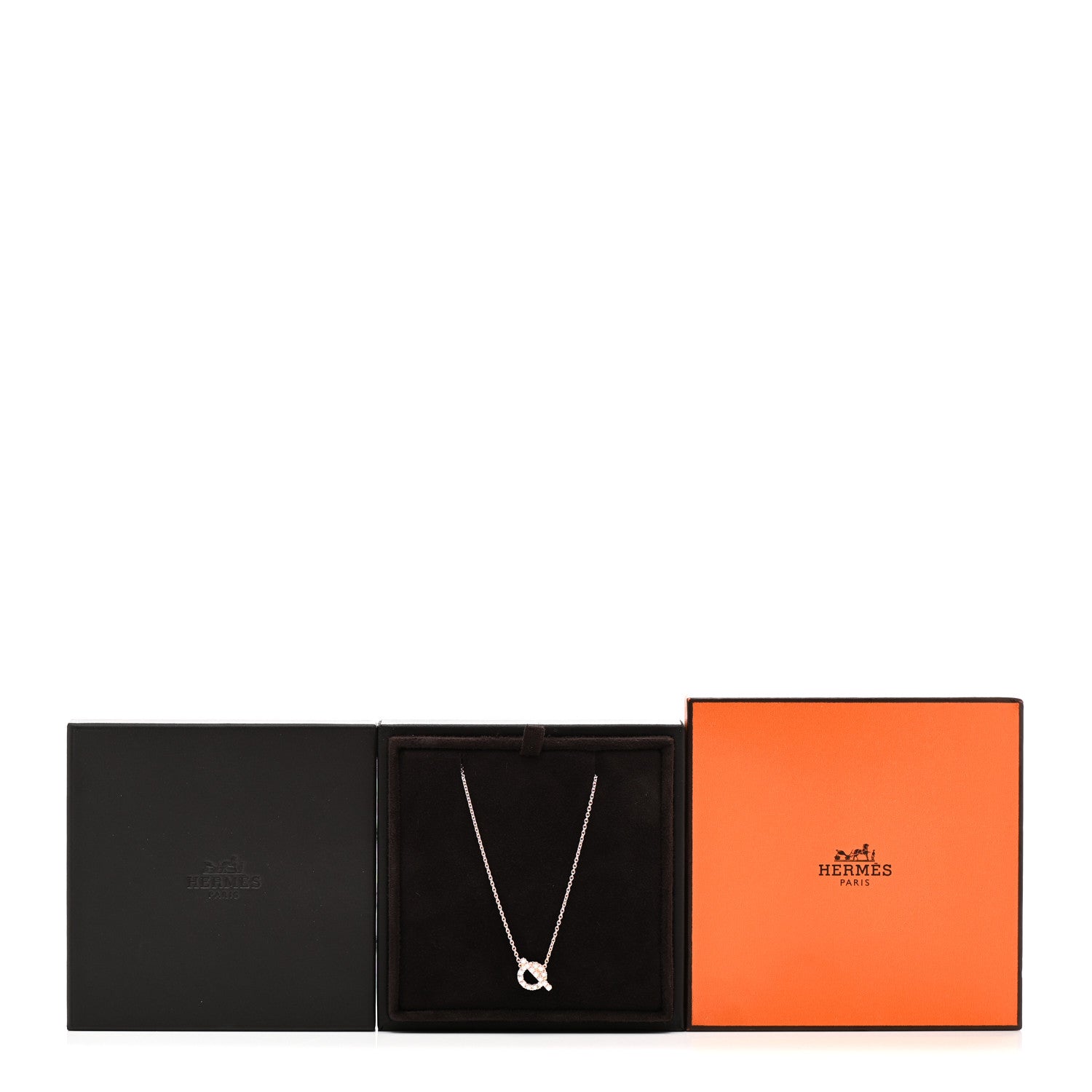 Hermes 18K Rose Gold Diamond Finesse Pendant Necklace 5 of 5