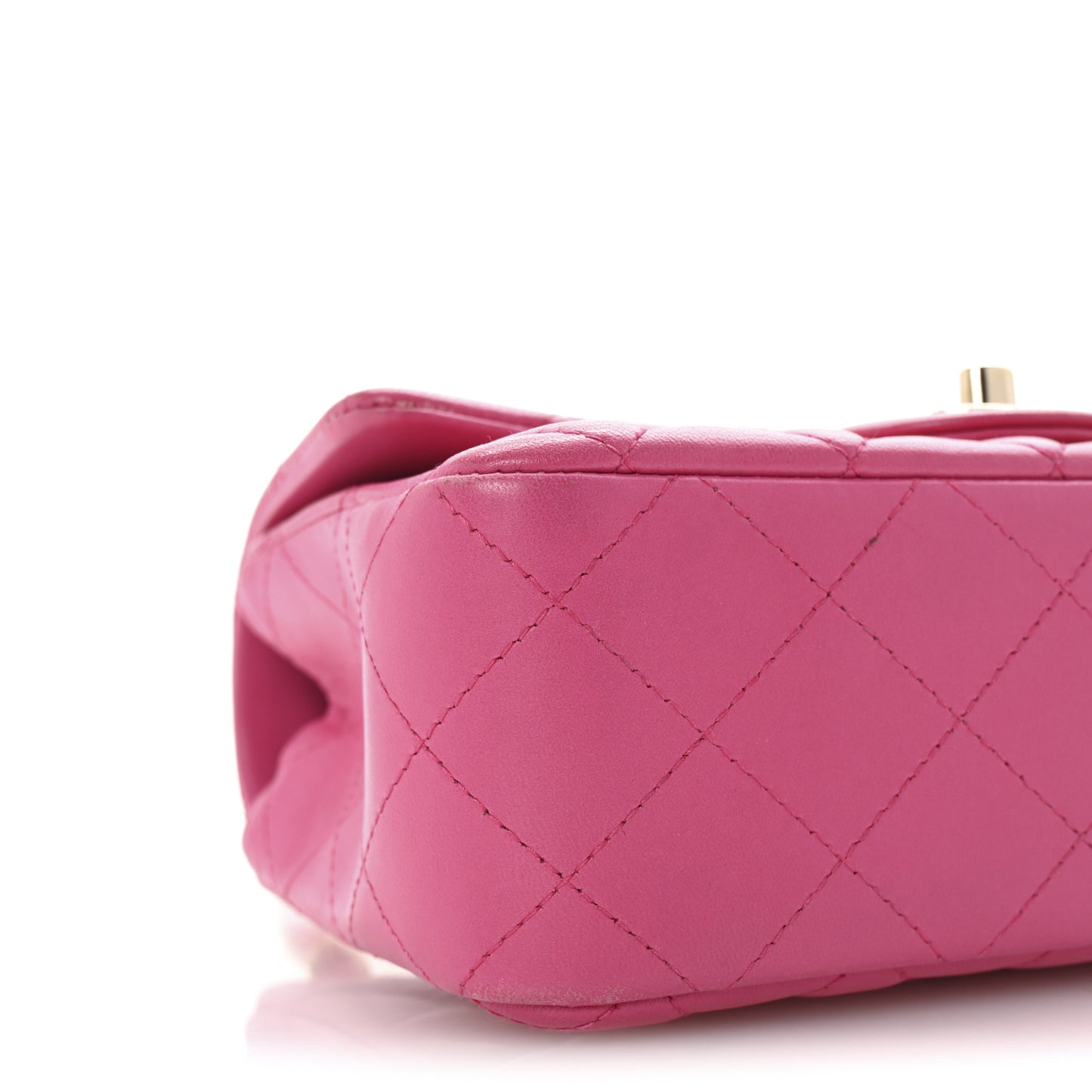 Lambskin Quilted Mini Rectangular Flap Fuchsia