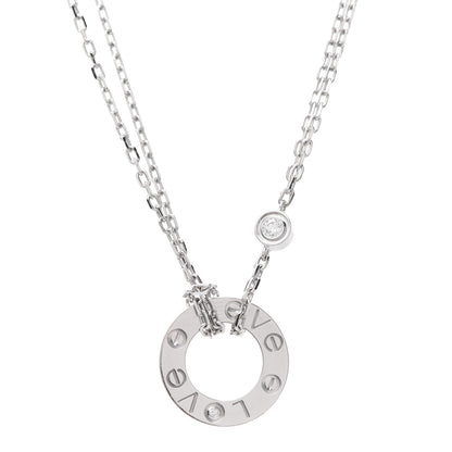 Cartier 18K White Gold 2 Diamond LOVE Necklace 4 of 7