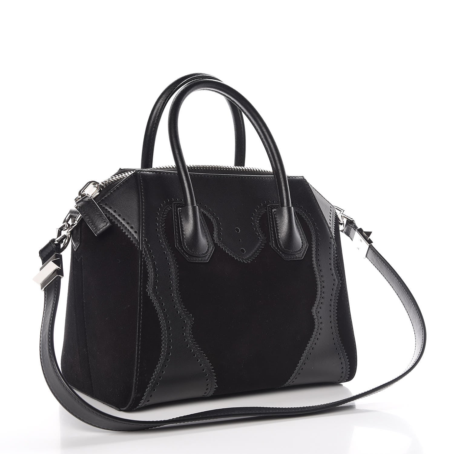 Givenchy Calfskin Suede Brogue Small Antigona Black 4 of 8