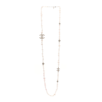 Chanel Pearl Crystal CC Cluster Long Necklace Gold 3 of 7