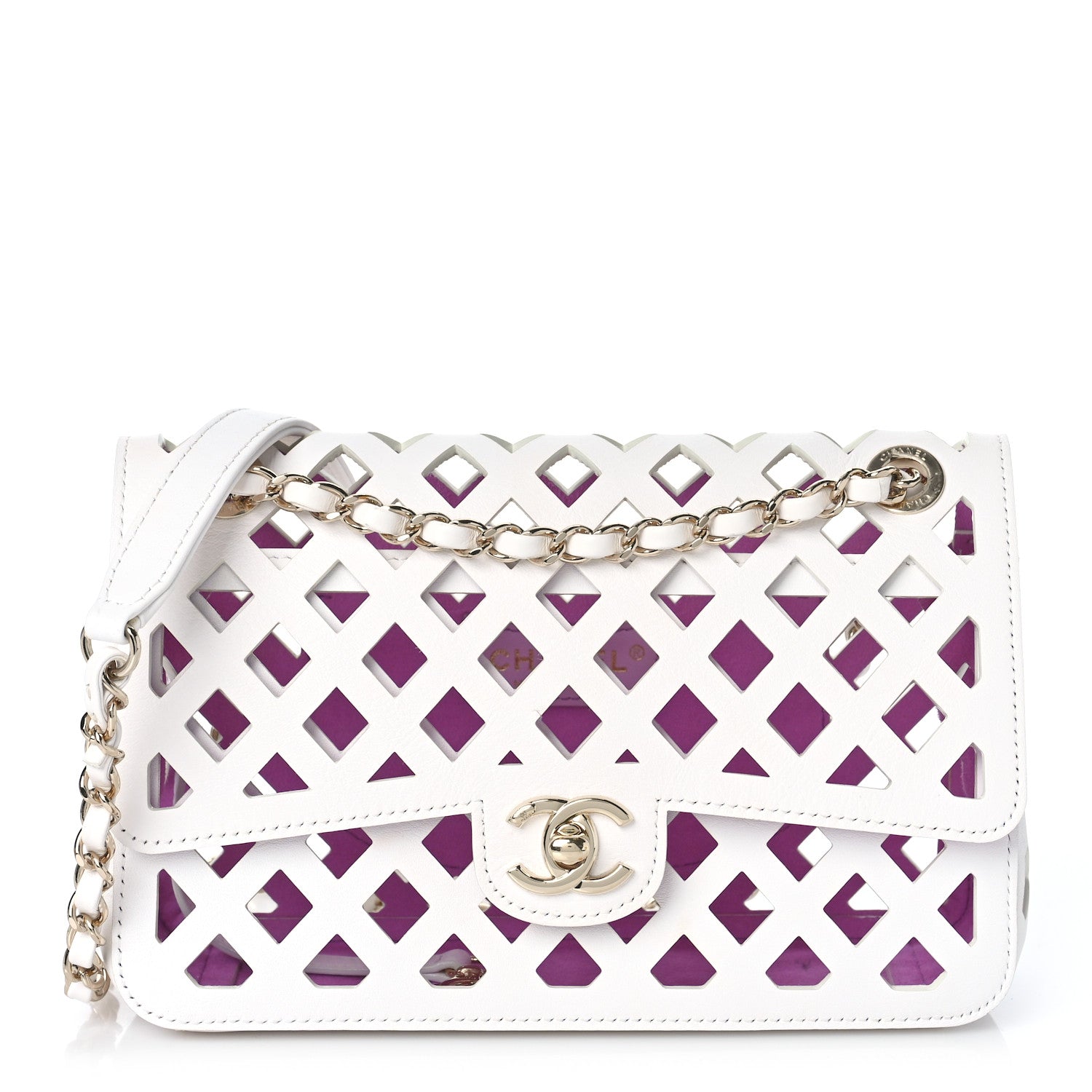 Chanel Lambskin Small Sea Through Flap White Multicolor 3 of 14