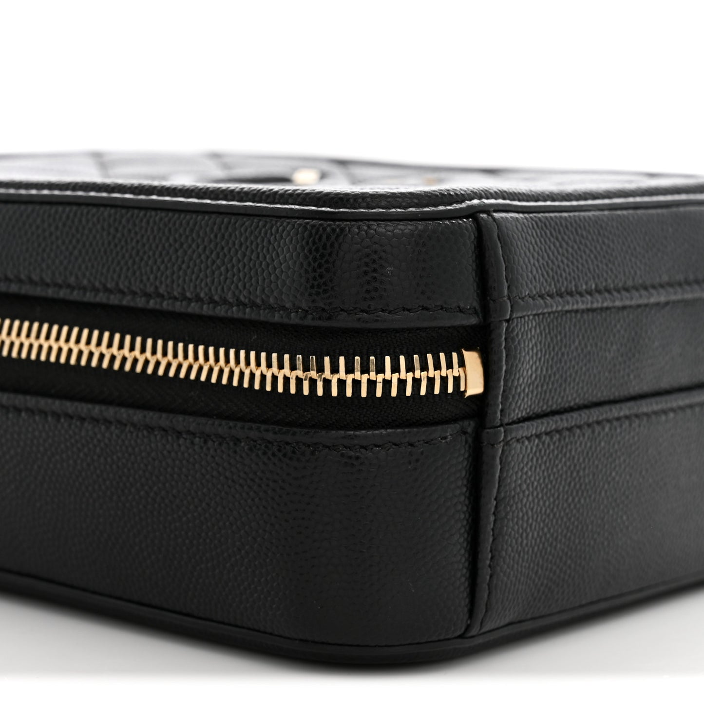 Caviar Quilted CC North South Filigree Vanity Case Black