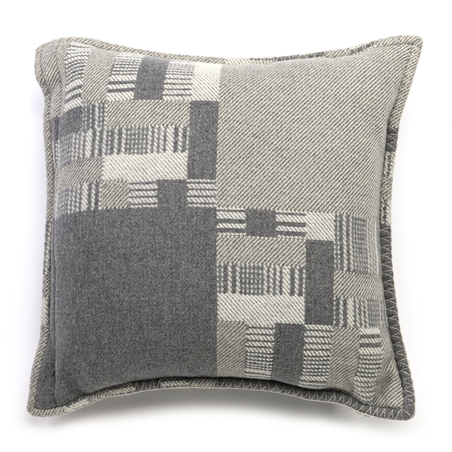 Hermes Wool Cashmere Avalon Paper Block Pillow Gris Acier 4 of 6