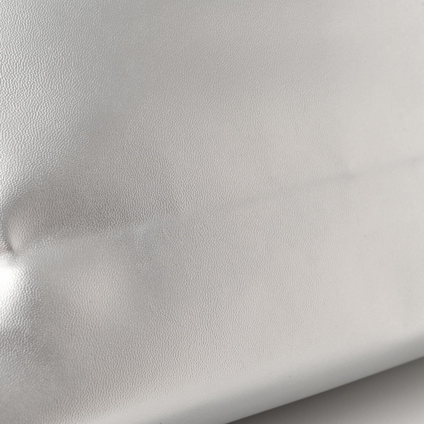 Metallic Vegan Leather Medium Shopping Bag Silver
