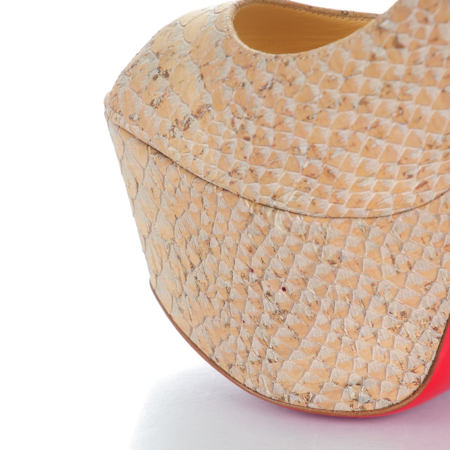 Christian Louboutin Cork Python Embossed Jamie 160 Pumps 37.5 Beige 8 of 9