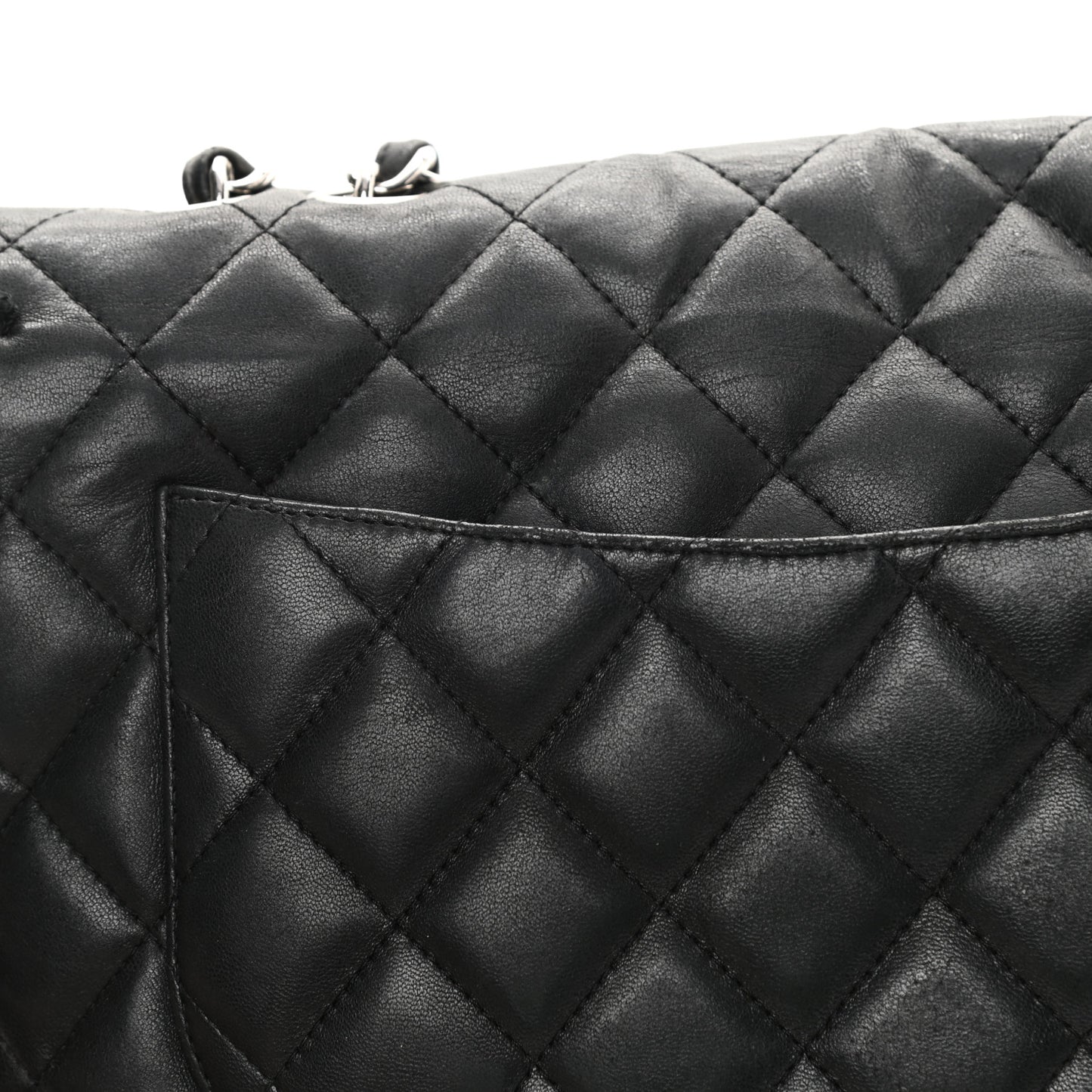 Lambskin Quilted Jumbo Single Flap Black