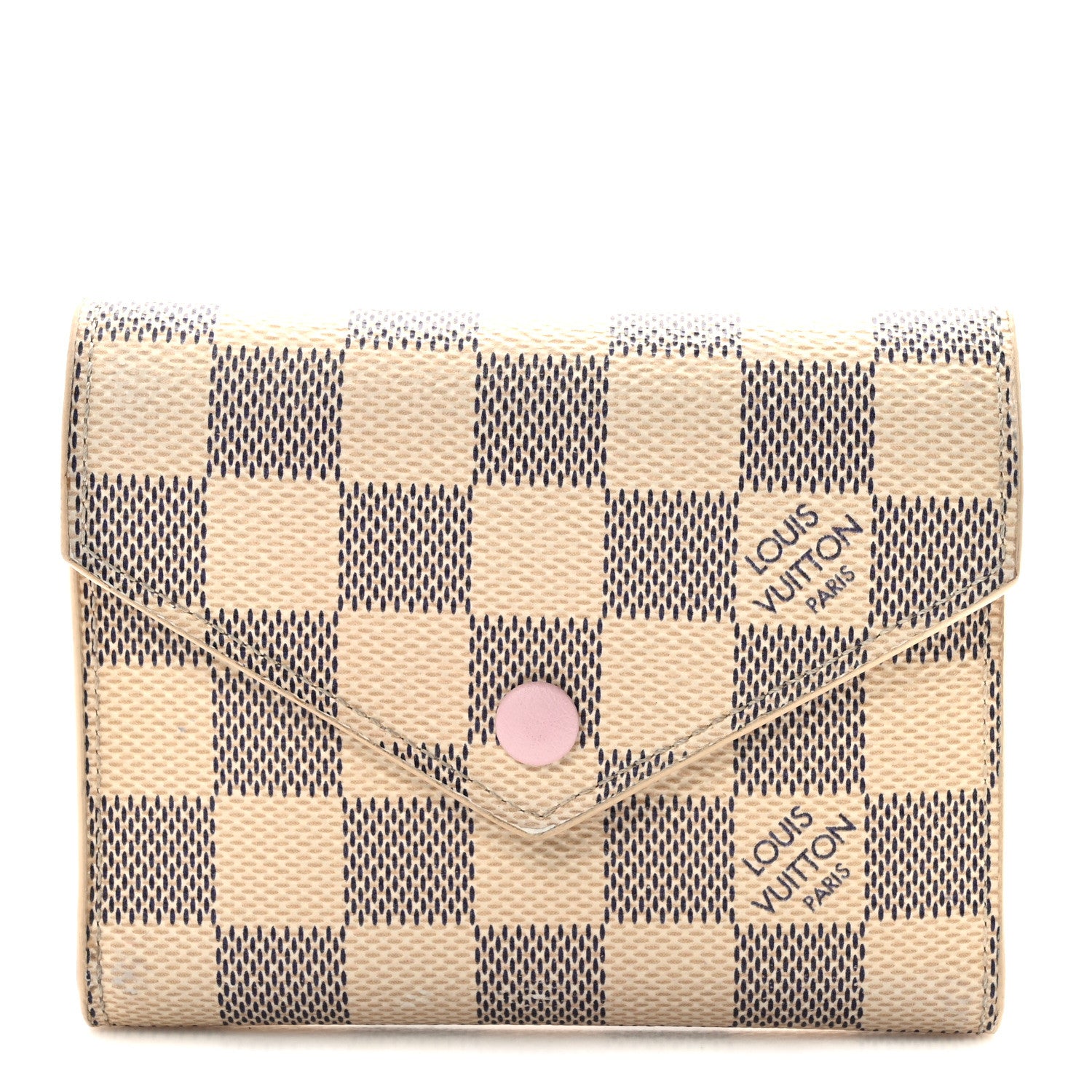 Louis Vuitton Damier Azur Victorine Wallet Rose Ballerine 1 of 8