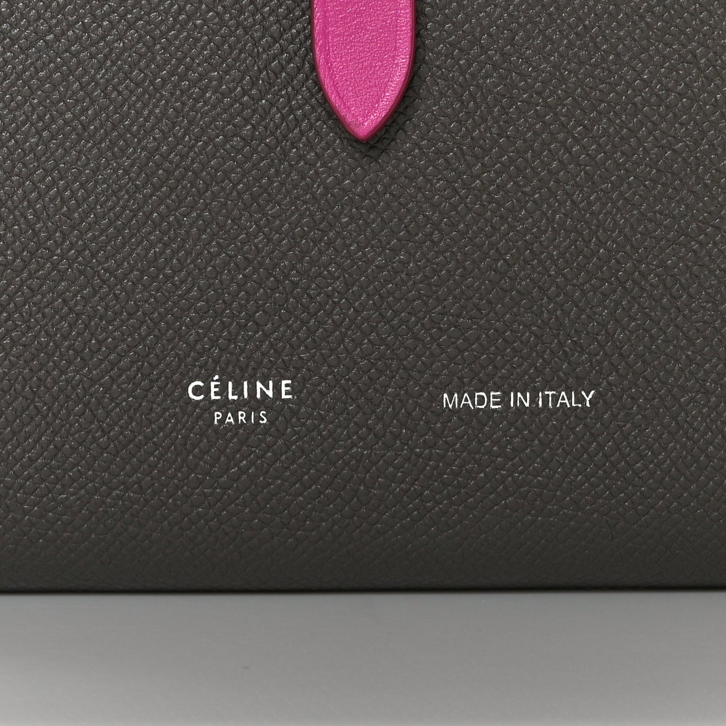 Grained Calfskin Large Multifunction Strap Wallet Grey Pink