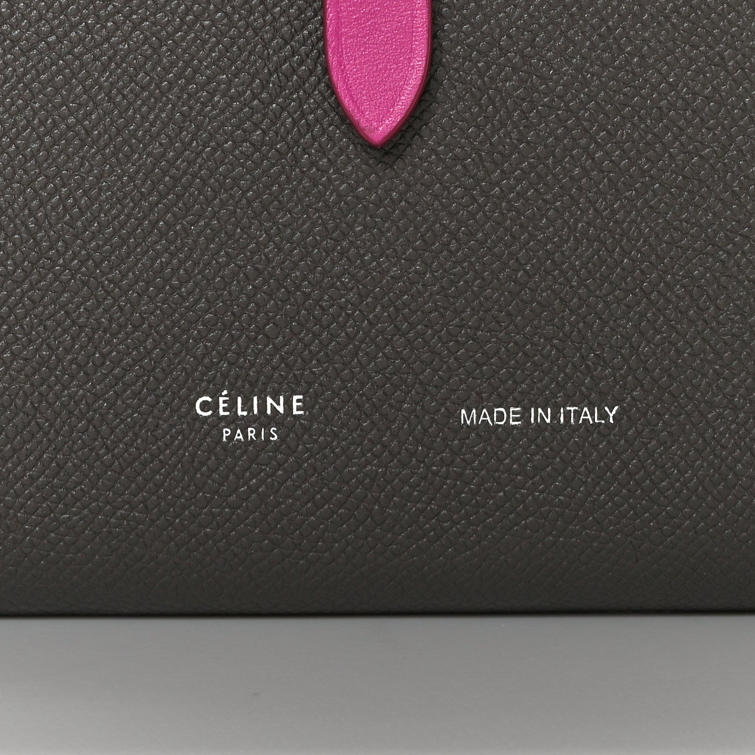 Celine Grained Calfskin Large Multifunction Strap Wallet Grey Pink 10 of 10