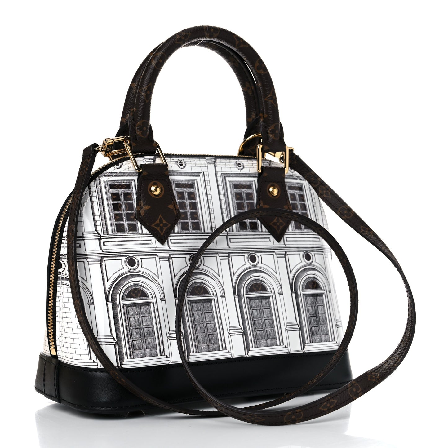X FORNASETTI Calfskin Architettura Alma BB Black White