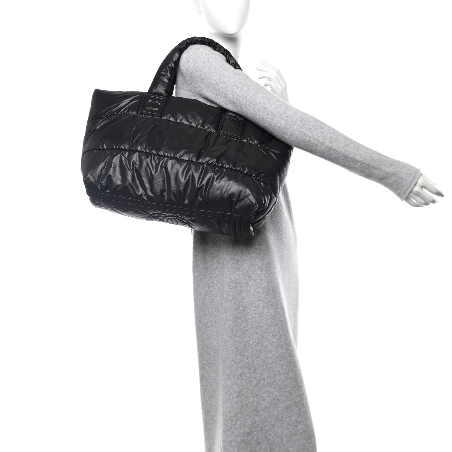 Chanel Lambskin Quilted Large Coco Cocoon Reversible Tote Black 2 of 18