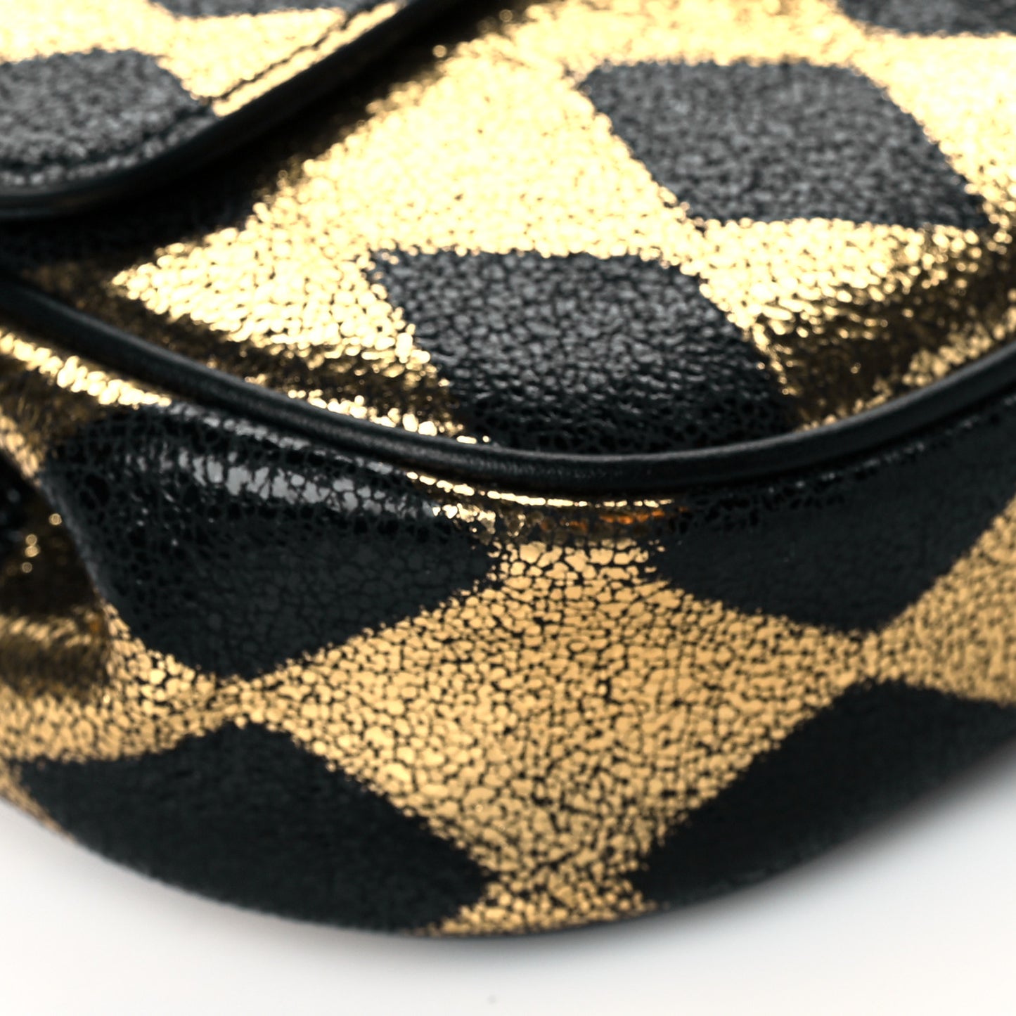 Metallic Cracked Calfskin Belt Bag Gold Black