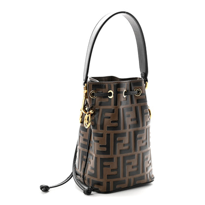 Fendi Vitello Liberty F is Fendi Bi-Color FF 1974 Embossed Mini Mon Tresor Bucket Bag Maya Black 3 of 11