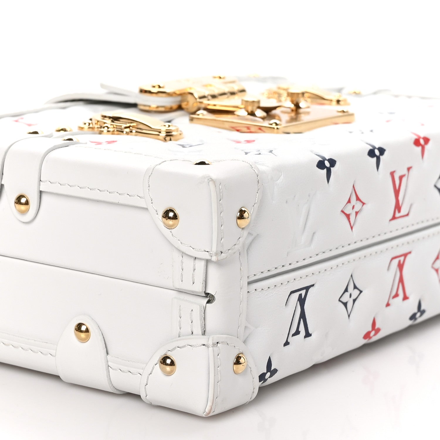 Louis Vuitton Lambskin Embossed Monogram Petite Malle Red White Blue 8 of 9