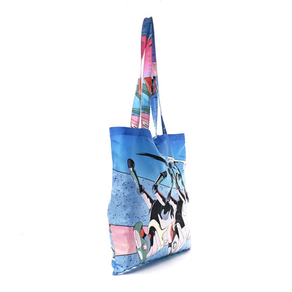 Hermes Silk Petit H Space Derby Shopping Bag Bleu Ciel Rose Vert Amande 3 of 10