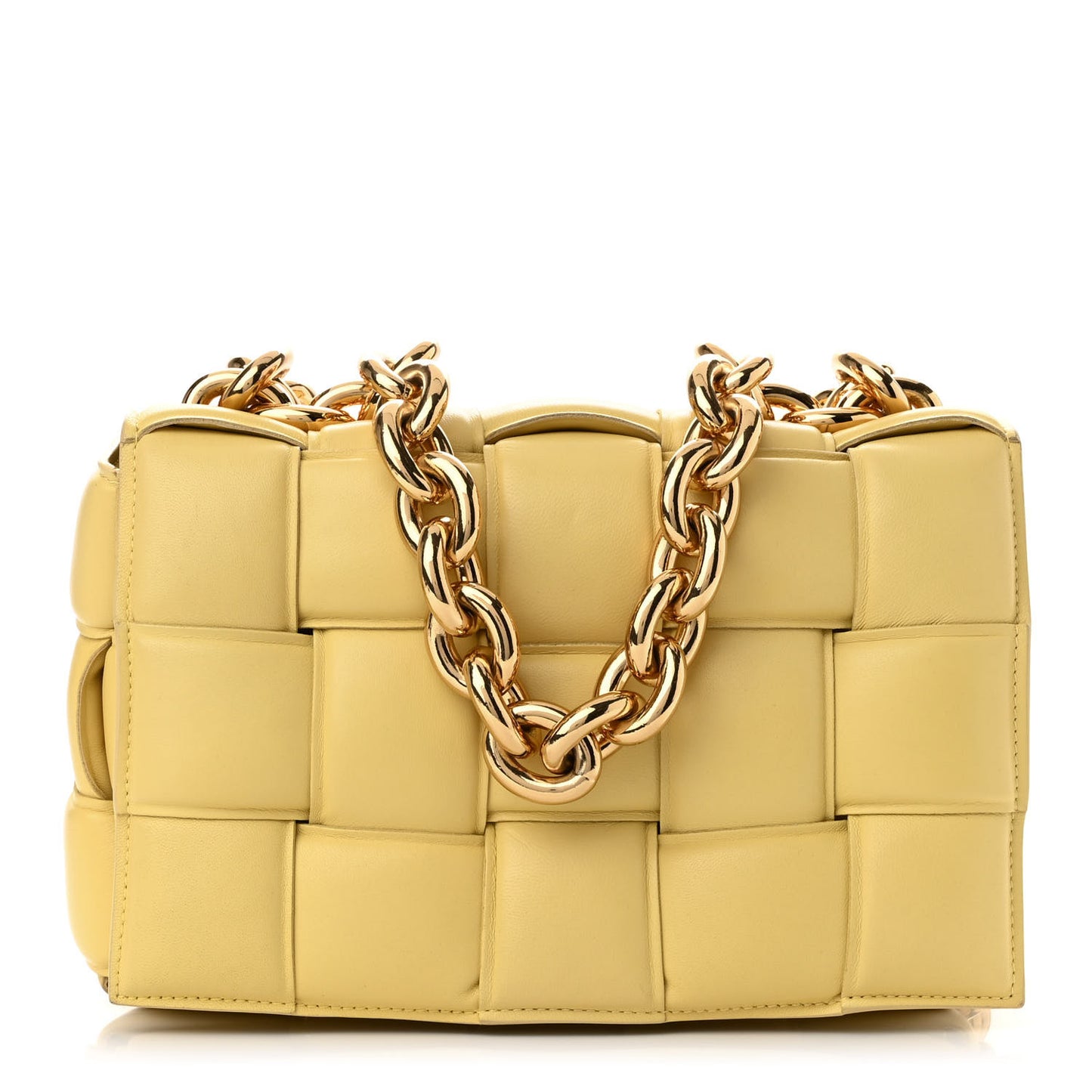 Lambskin Maxi Intreccio Padded Chain Cassette Crossbody Bag Corn
