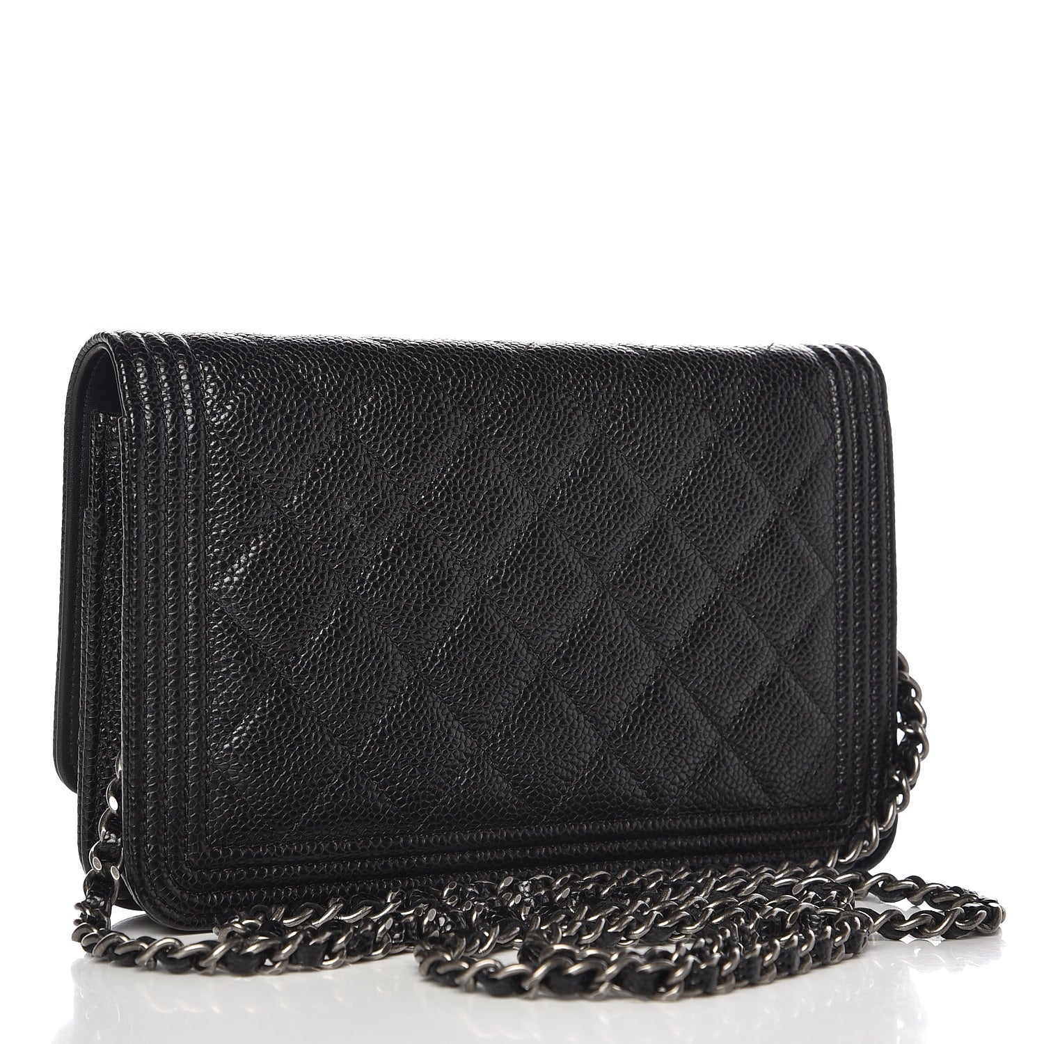 Chanel Caviar Quilted Boy Wallet On Chain WOC Black 3 of 9
