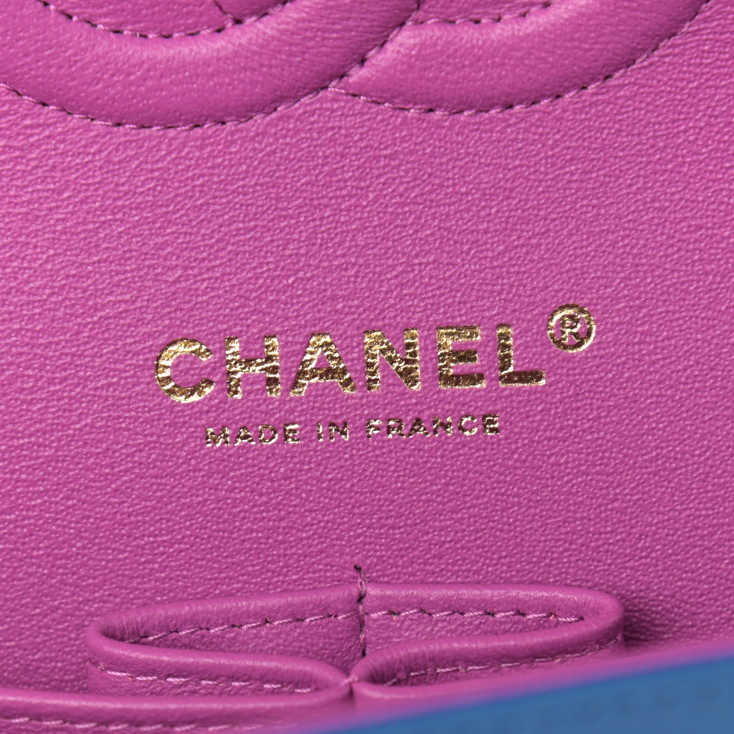 Chanel Lambskin Quilted Medium Double Flap Blue Pink 5 of 12