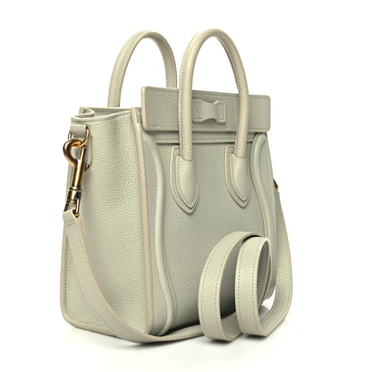 Celine Drummed Calfskin Nano Luggage Vert D'eau 2 of 18