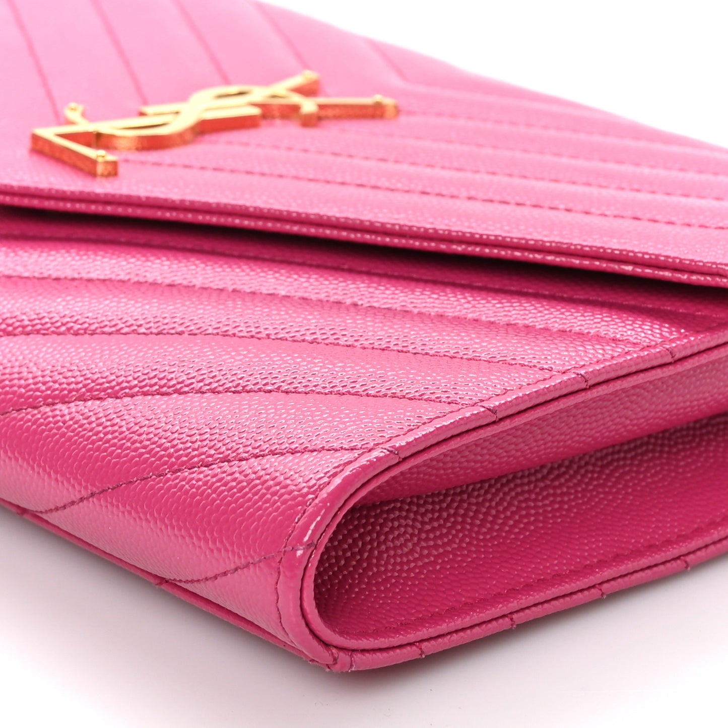 Grain De Poudre Matelasse Chevron Monogram Envelope Clutch Fuxia Couture