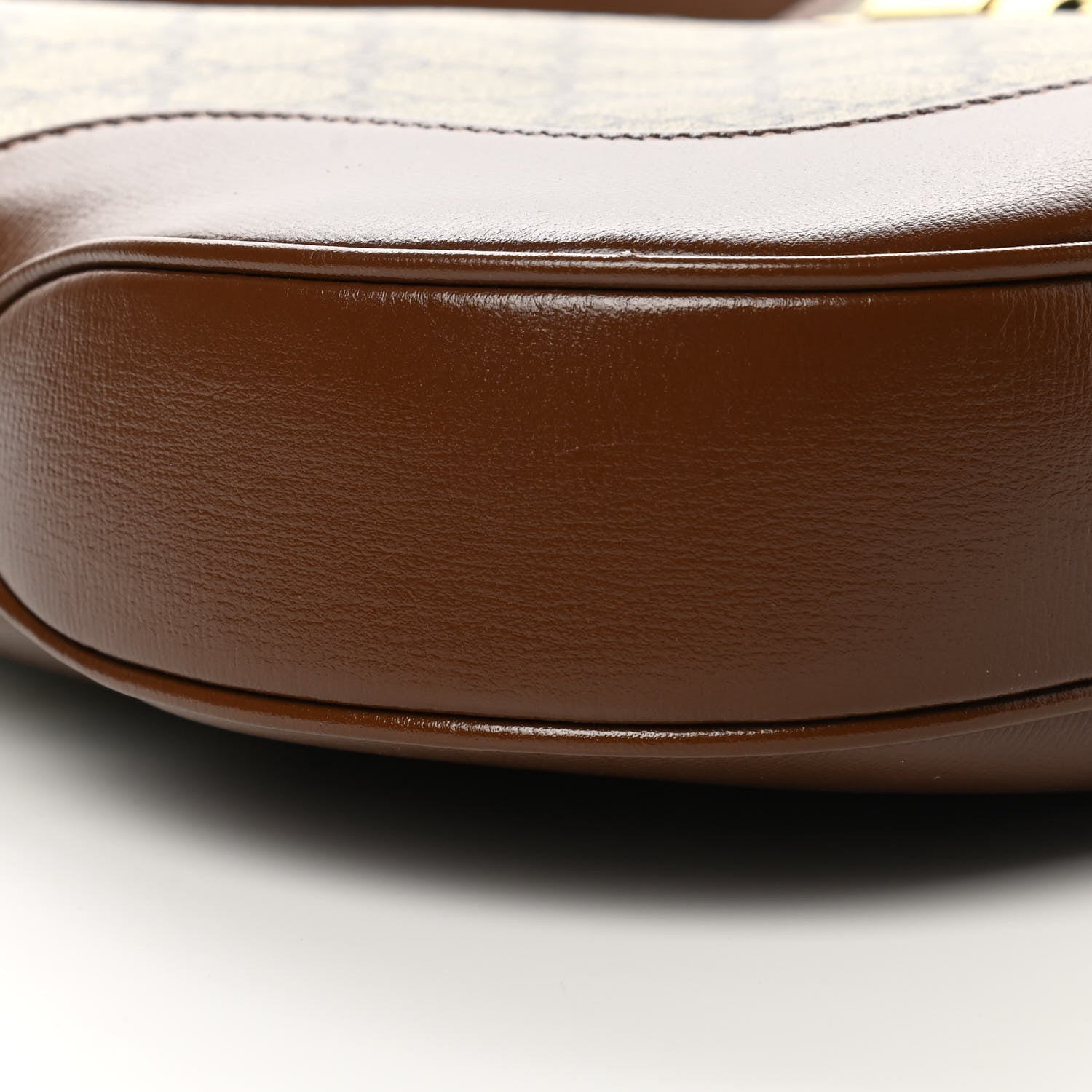 Gucci GG Supreme Monogram Azalea Calfskin Web Medium Jackie 1961 Hobo Beige Ebony Brown Sugar 9 of 10