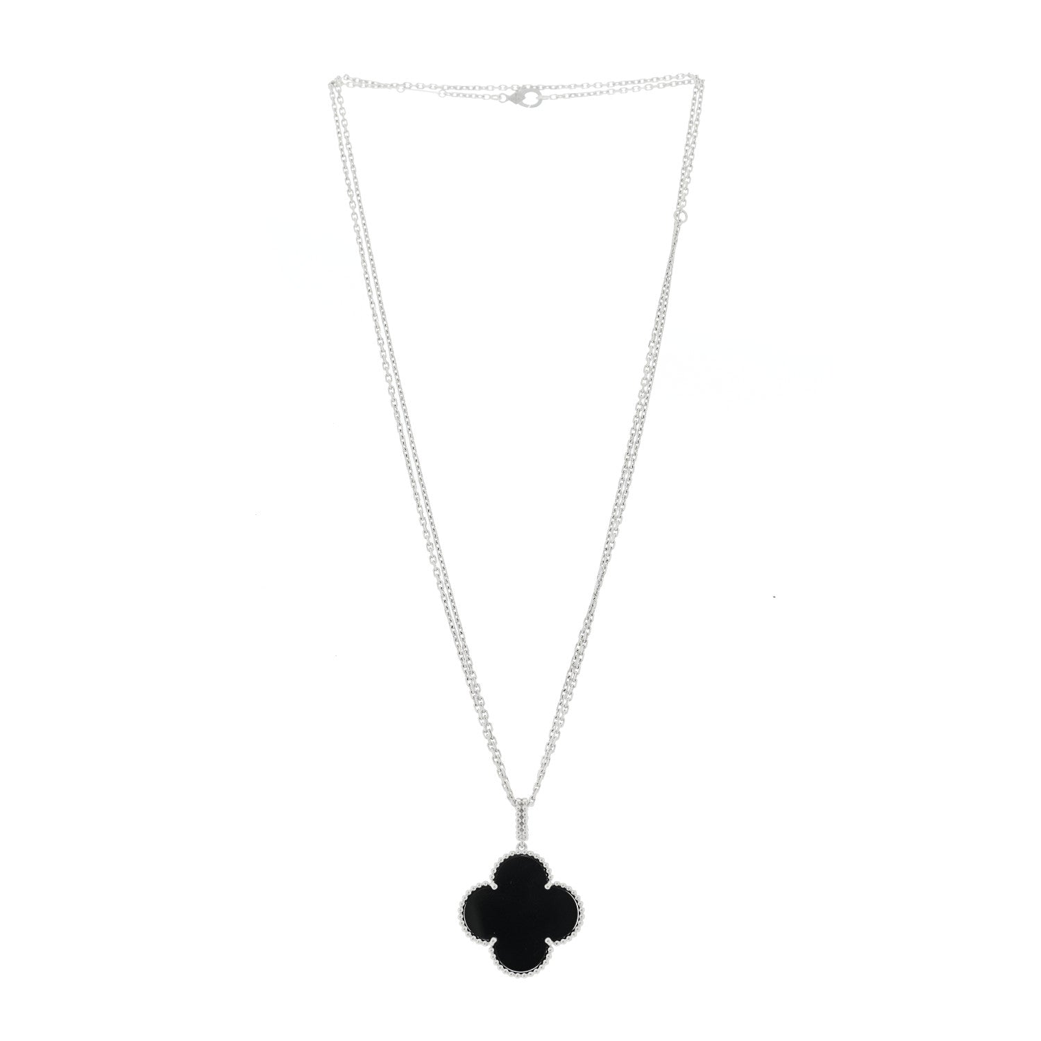 Van Cleef & Arpels 18K White Gold Black Onyx Magic Alhambra Pendant Necklace 3 of 6