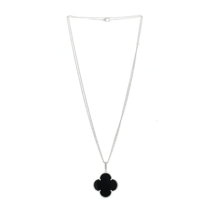 Van Cleef & Arpels 18K White Gold Black Onyx Magic Alhambra Pendant Necklace 3 of 6
