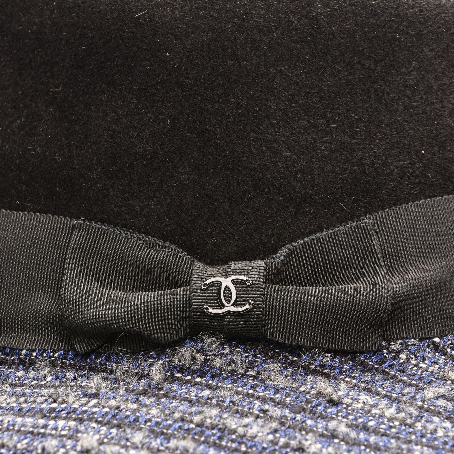 Tweed Felt CC Fedora Hat S Blue Black