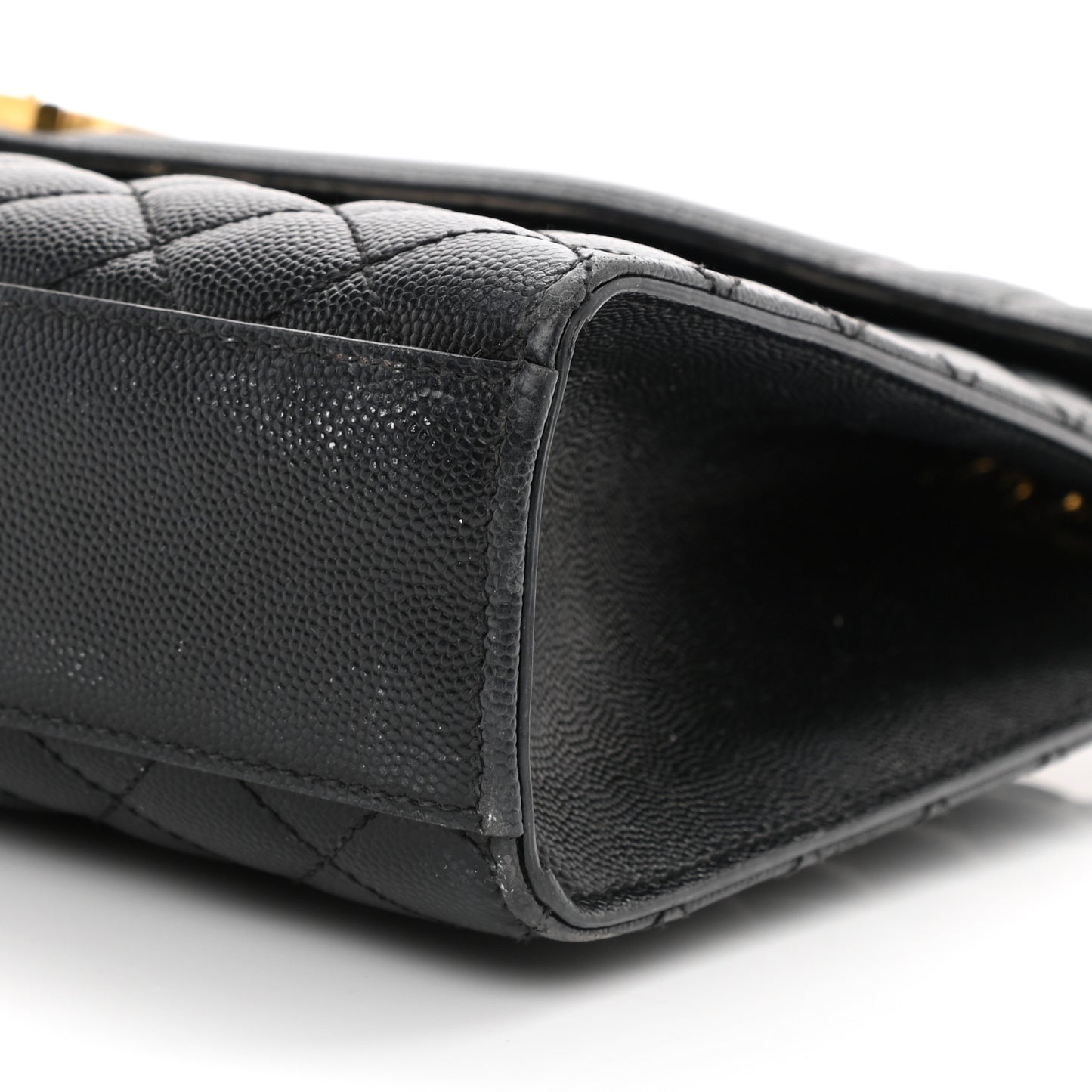 Grain De Poudre Textured Mixed Matelasse Large Triquilt Monogram Satchel Black