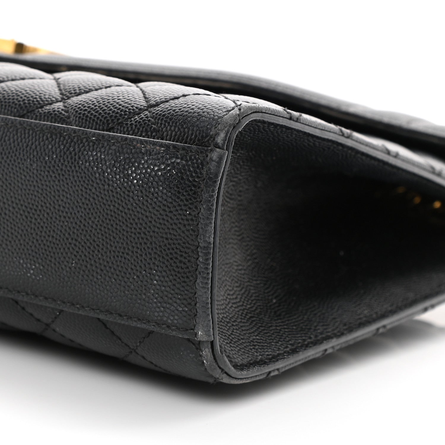 Saint Laurent Grain De Poudre Textured Mixed Matelasse Large Triquilt Monogram Satchel Black 28 of 35