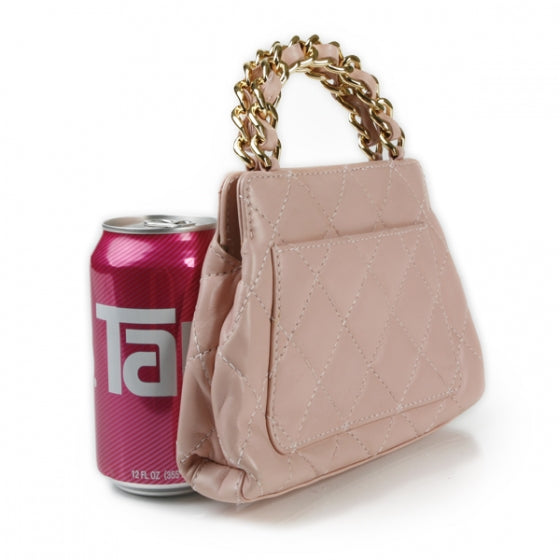 Lambskin Quilted Mini Evening Bag Pink