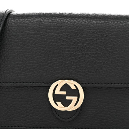 Gucci Dollar Calfskin Interlocking G Chain Wallet Black 6 of 8