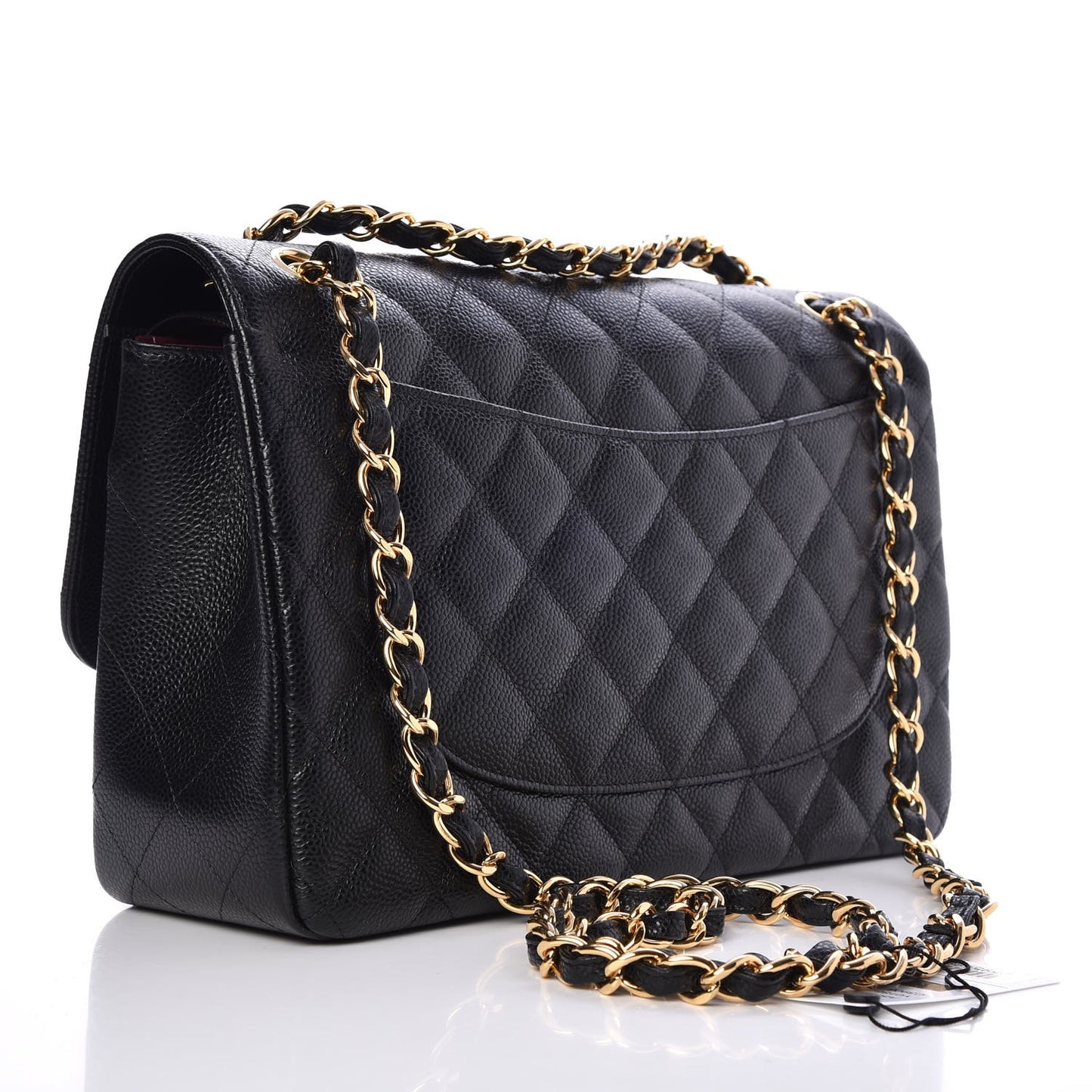 Caviar Quilted Jumbo Double Flap Black