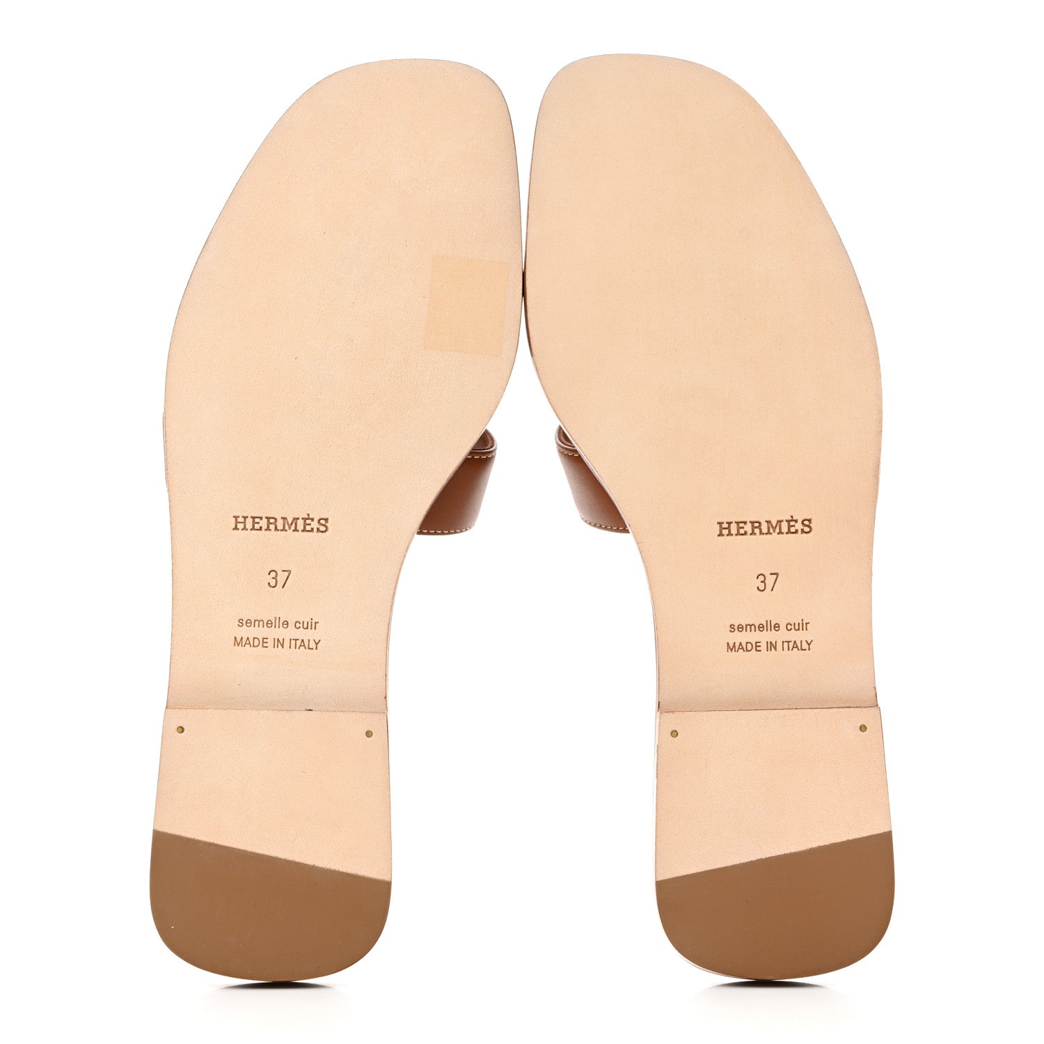 Hermes Box Calfskin Oran Sandals 37 Gold 5 of 9