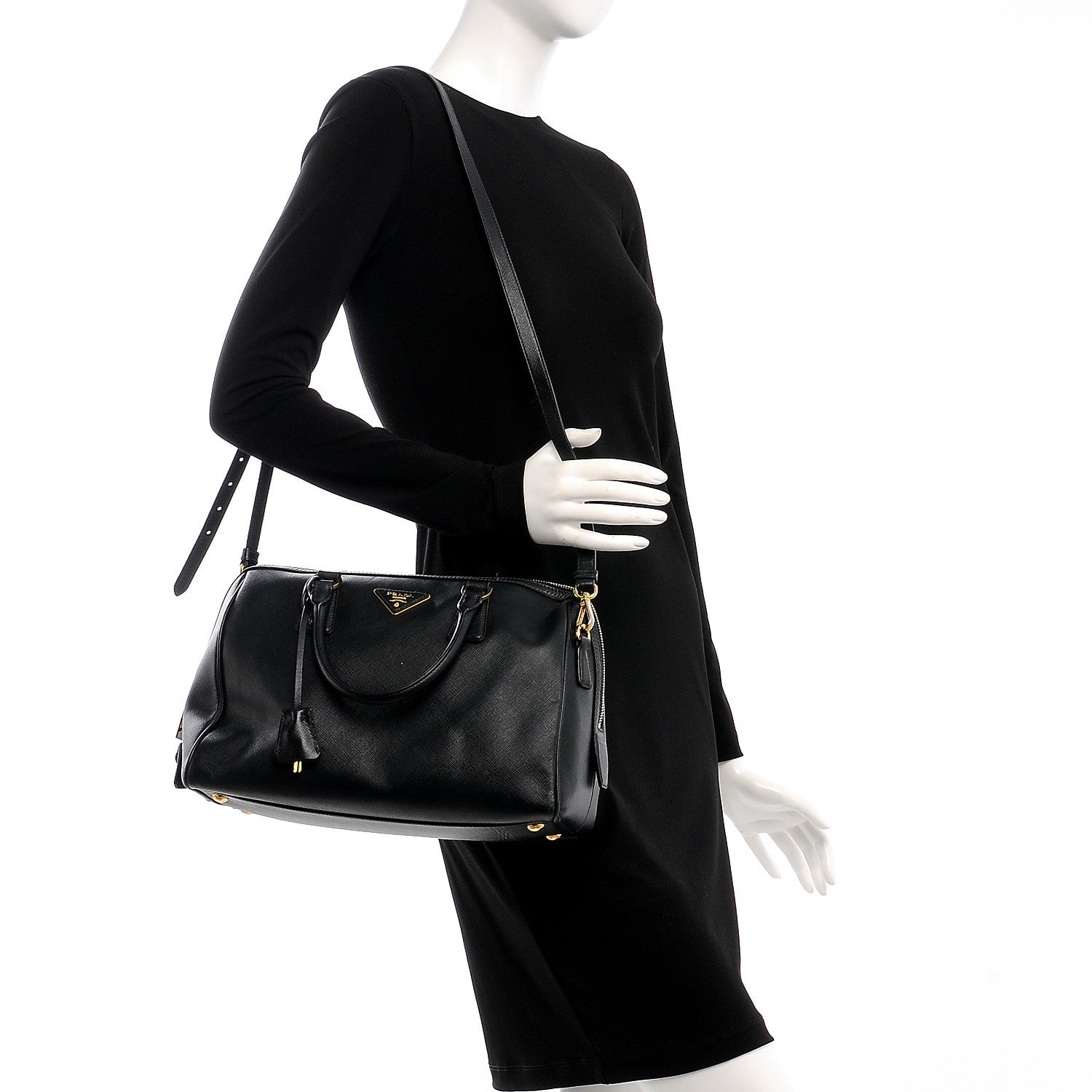 Prada Saffiano Lux Bowler Black 3 of 17