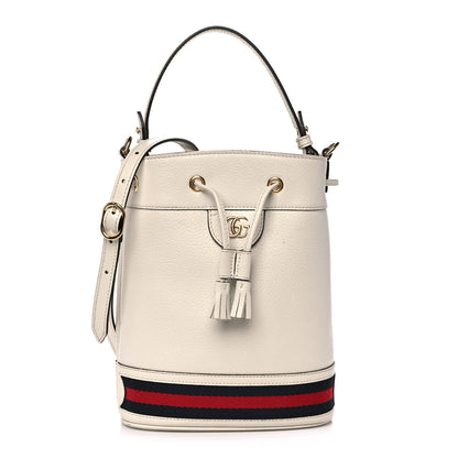Gucci Glazed Textured Calfskin Web Small Ophidia Bucket Bag Mystic White 1 of 11