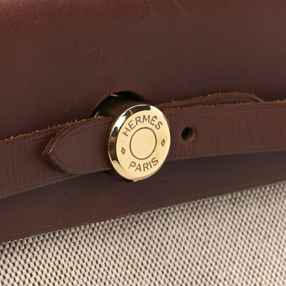Hermes Toile Vache Calfskin Herbag 30 PM Havane 13 of 15