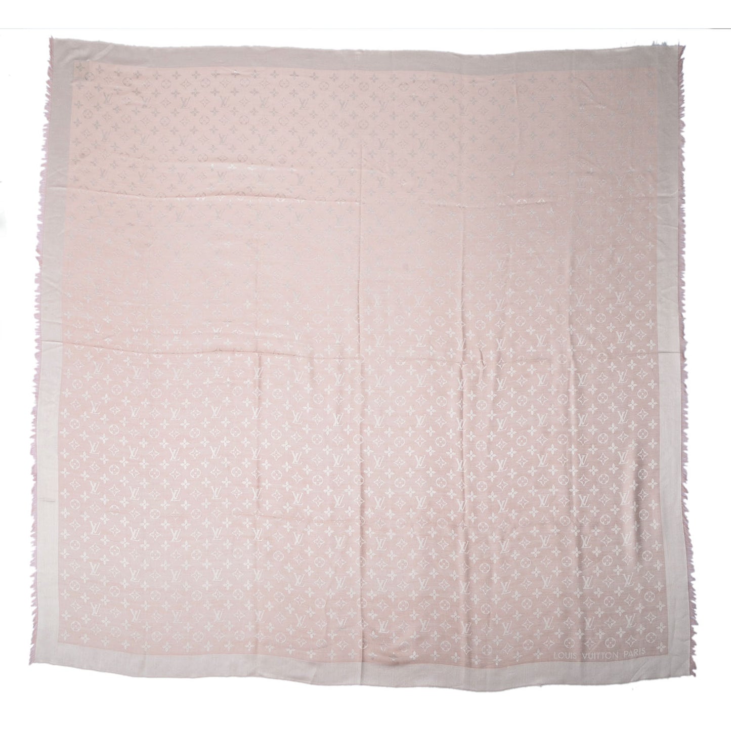 Silk Wool Monogram Denim Shawl Rose