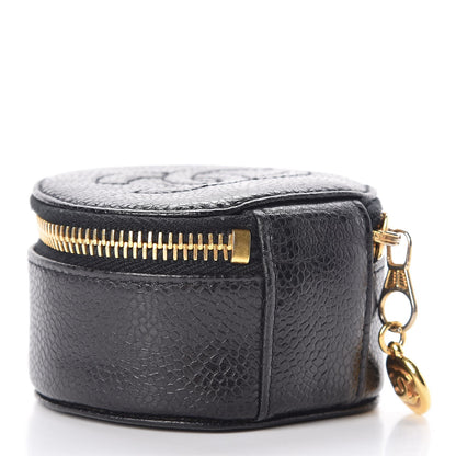 Chanel Caviar Round Jewelry Travel Case Black 3 of 11