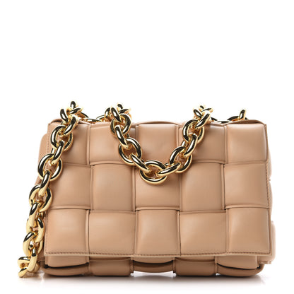 Bottega Veneta Lambskin Maxi Intreccio Padded Chain Cassette Crossbody Bag Almond 1 of 9
