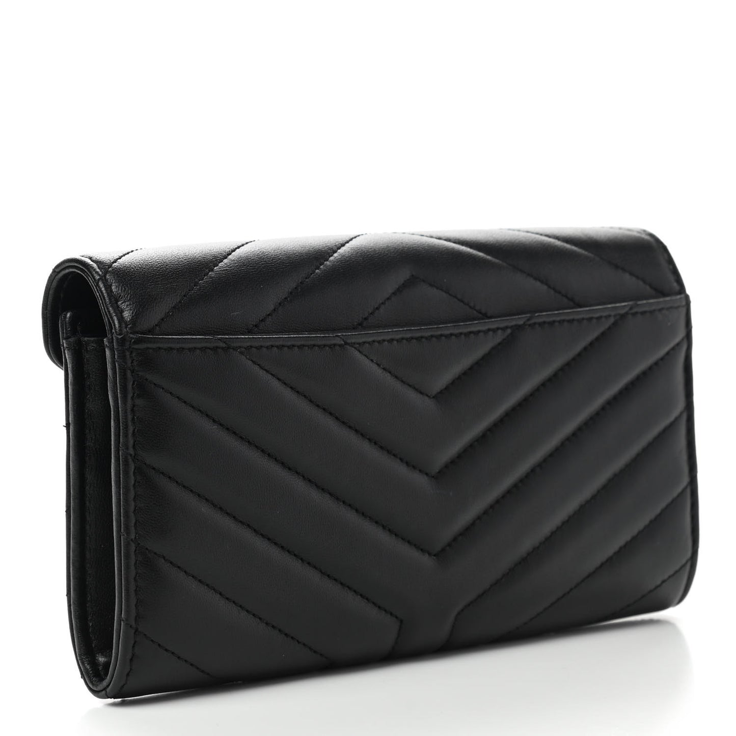 Lambskin Y Quilted Monogram Large Loulou Flap Wallet Black