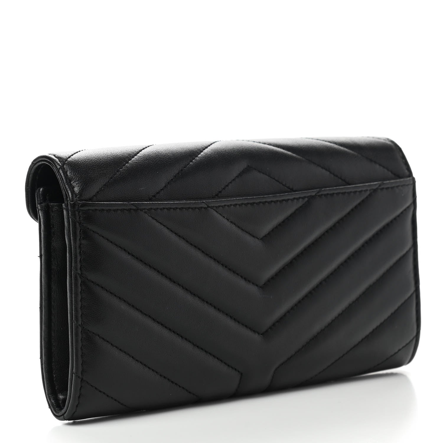 Saint Laurent Lambskin Y Quilted Monogram Large Loulou Flap Wallet Black 3 of 7