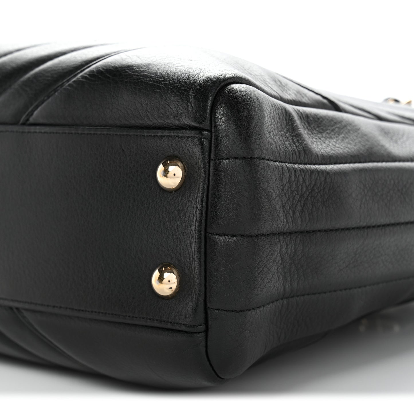 Calfskin Chevron Quilted Statement Shopping Tote Black