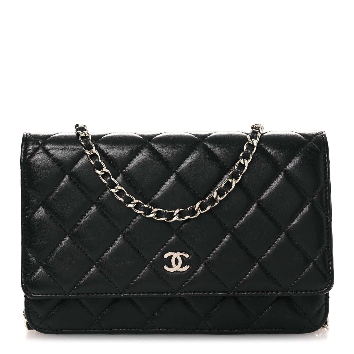 Chanel Lambskin Quilted Wallet On Chain WOC Black 1 of 14