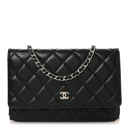 Chanel Lambskin Quilted Wallet On Chain WOC Black 1 of 14