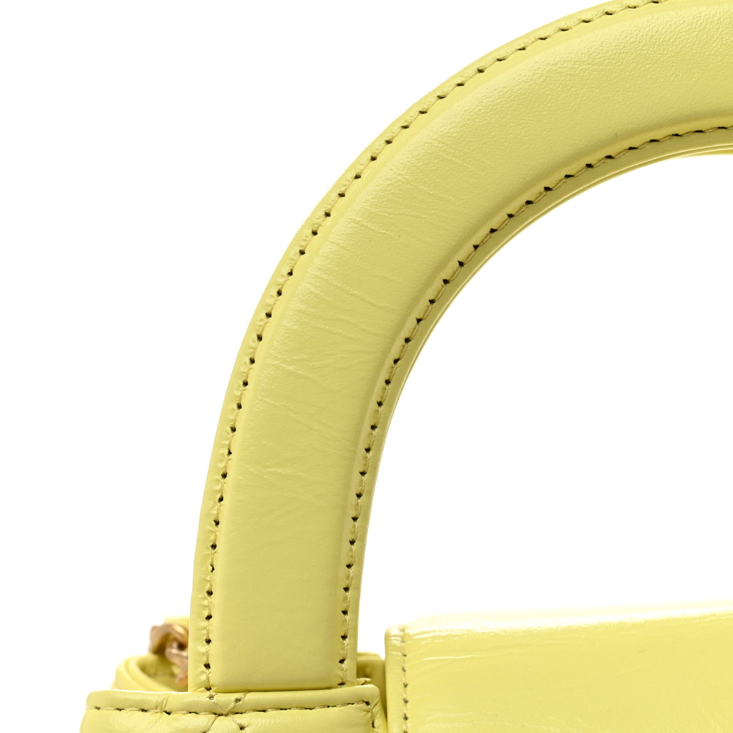 Chanel Shiny Aged Calfskin Quilted Nano Kelly Shopper Light Yellow