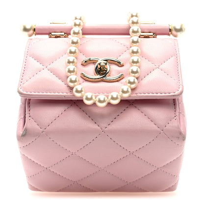 Chanel Lambskin Quilted Pearl Pyramid Clutch With Chain Pink 1 of 10